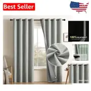 Grommet Top Blackout Window Curtains 96 Inch - Noise Reducing & Insulated