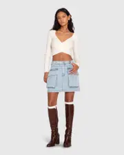 [Belle & Bloom] Dance in the Flames Skirt - Stonewash