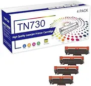 TN730 Toner Cartridge (with Chip) Compatible for Brother TN730BK TN760 to Use with HL-L2350DW L2390DW L2395DW L2370DW L2370DW L2550DW MFC-L2710DW L2750DW Printers,Black-4 Pack