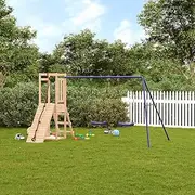Outdoor Playset Solid Wood Pine for Backyard with Climbing Wall, Double Swing Set and More - Perfect Playground for Kids Aged 3-8, Sturdy Pine Wood Structure, Overall Dimensions: 308x184x169 cm