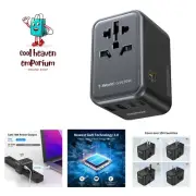 Universal Travel Adapter, 70W GaN International Power Adapter with UK,EU,AU, ...
