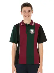Maroon/Black/Bottle Polo Top-Snr