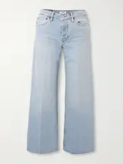 [RE/DONE] RE/DONE - Frayed Mid-rise Wide-leg Jeans - Light denim - 29 29 Blue
