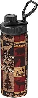 Lodge Bear Deer Fish Camping Hiking Hydration Flask,Stainless Steel Outdoor Water Bottle,Double Walled Insulated