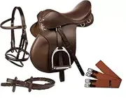 Classic Black Leather Horse Jumping Saddle Set With Girth Size 10" to 18"