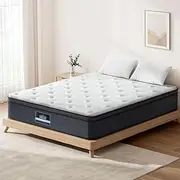 Giselle Bedding Double Mattress Bed Mattresses Innerspring Foam 34cm Thickness, with 7-Zone Pocket Spring System and Breathable Euro Top, 5Yrs Warranty, Medium Firm, White + GreyVacuum Packed