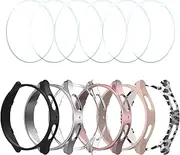 HASDON [6+6Pack] Case and Screen Protector for Samsung Galaxy Watch 5 pro 45mm, Bubble Free Tempered Glass Screen Protector + Waterproof Matte Cute Hard PC Bumper Full Protective Cover
