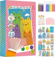 Rainbow ScratchArt Paper, Creative Scratchboard Craft Kit, Drawing Doodling, Vibrant Colors Easy to Use, 50 Sheets, Kids, Adults, Travel, School, 20.5cm Multicolor
