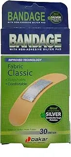 Silver Bandaids 0.75"x2.8", Pack of 30 Bandaids