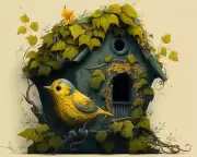 5D Diamond Painting Yellow Bird Birdhouse Kit