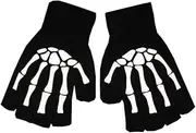 [SEWACC] 2 Pairs Fingerless Skeleton Gloves Fingerless Sports Gloves Halloween Sports Gloves Skeleton Gloves for Halloween Skeleton Finger Gloves Men and Women Accessories
