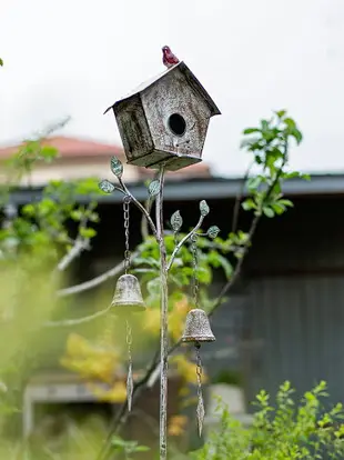 掬涵鐵藝小鳥屋鈴鐺花插地插花園擺件復古園藝雜貨裝飾品爬藤架