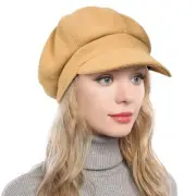 Women's Newsboy Hats Fall Wool Cabbie Beret Tweed Girls Paperboy Cap 2-Brown