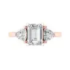 3 Emerald Trillion 3 stone Sapphire Wedding Engagement Ring 14k Rose Solid Gold