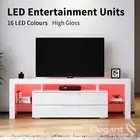 ELEGANT TV Cabinet Entertainment Unit Stand RGB LED Gloss Furniture White 160cm