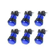 Game Round Push Buttons Blue LED Light with Micro Switches 33.5mm/12V/6 Pcs