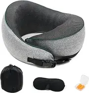 [Cranviech] Travel Neck Pillow, Top Memory Foam Pillow for Head Support, 360-Degree Head Support, Comfortable & Breathable Soft U Shaped Pillows Neck & Head Support Relieve Fatigue, Neck Protection Pillow