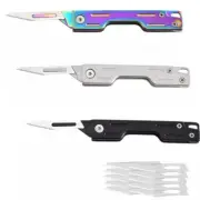 Pocket Utility Folding Knife #11 Scalpel Blade Outdoor Camping EDC Keychain