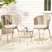 Gardeon 3PC Outdoor Lounge Setting Bistro Set Table Chairs Patio Furniture