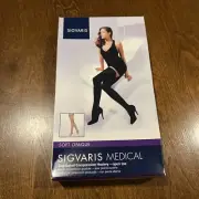 Sigvaris Soft Opaque 20-30 Compression Black Open Toe Thigh High