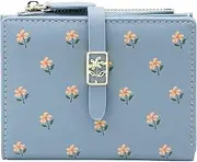 [LJCZKA] Wallet for Women - Flower Cute Wallet Card Holder for Girls Ladies Small Bifold Zipper Leather Wallet Short Purse, Blue, One size