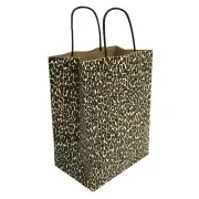 Kraft Paper Cub Shopping Gift Bags With Handles LEOPARD Printed Set 10 PC 8"