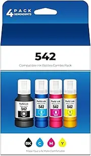 SERENDIPITS 542 Ink Refill Bottles ET-5850 ET-5150 ET-5170 ET-16650 Replacement for 542 Ink Refill Bottles (4 Pack) for Pro ET-5800 ET-16600 ET-5180 ET-5880 ET5850 ET5150 ET5170 ET5180 5800 Printer