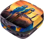 Period Bag,Sanitary Napkin Storage Bag,African Grassland Sunset Parrot,Tampon Holder for Purse