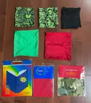 Lot of (8) Fabric Text Book Cover Various Sizes/Themes Stretchable Washable