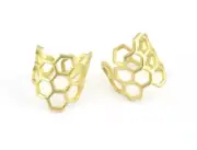 Honey Comb Ring, Adjustable Raw brass (18US - 8US inner size) 5217