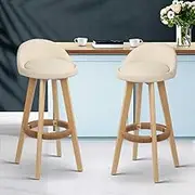 Artiss Bar Stools Stool Set of 2 Kitchen Counter Barstools Dining Chair Bentwood Chairs Leather Beige in 69cm Seat Height Floor Home Dining Room Cafe Outdoor Indoor
