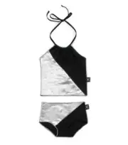 Nununu A4856 Collar Bikini Black/Silver Toddler Girl's Size 4-5