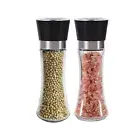 Salt And Pepper Shakers Grinder Set Manual Mill Refillable Sea & Tall Glass