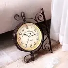 Train Double-Sided Clock Wall mount Hanging Decor Wall Clock Iron Brand New