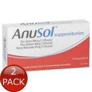 2 x Anusol Suppos 12Pk