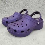 Crocs Classic Platform Glitter Clogs Women's Size 8 Purple Dark Iris 207241