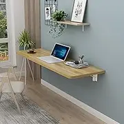 Folding Wall Mounted Table Space Saving Drop Leaf Computer Desk for Small Space Office Laundry Room/Study/Bedroom Walnut Finish