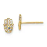 14k 14kt Yellow Gold Madi K CZ Hamsa Post Earrings