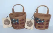 Boyds Bear set of 2 Mini Woven Basket Patriotic American Flag NWT #111