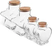 PRETYZOOM 4Pcs Clear Glass Wishing Bottles with Cork Lids Heart Star Shaped Decorative Storage Jars for Craft Projects Candy and Homemade Treats