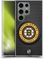 Head Case Designs Officially Licensed NHL Puck Texture Boston Bruins Soft Gel Case Compatible with Samsung Galaxy S24 Ultra 5G