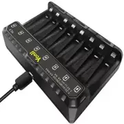 8 Bay AA AAA Battery Charger USB Charging 8 Slots for Ni-MH/Ni-CD Batteries Case