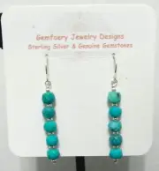 Sterling Silver CLOUD MTN. TURQUOISE Gemstone Earrings #1942...Handmade USA