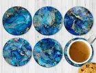 Agate Geode Blue Drink Coasters Set Of Six Neoprene Square Or Round