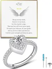 [Project Hope Rings] – Forever In My Heart Urn Ring For Ashes – Handcrafted 925 Sterling Silver Angel Ring – Tarnish-Free & Hypoallergenic – Adjustable Wrap Around Ring – Urn Ring for Ashes - Thoughtful