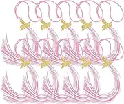 ａ aternee 10x Graduation Tassels DIY Craft with 2025 Year Charm for Key Chains Preschool, Pink and white