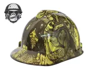 Custom Hydrographic Safety Hard Hat Mining Industrial Guns GANGSTA YELLOW CAP