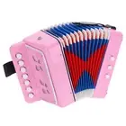 Accordion 10 Keys Button Accordion Mini Musical Instrument Gifts, Pink