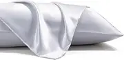 STFRBTH Satin Pillowcase for Hair and Skin - Standard Size Set of 2 - Silver Grey Breathable Soft Pillow Case with Envelope Closure, Similar to Silk Pillow Cover, 20x26 Inches