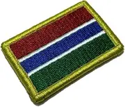[BR44] BP0196V11 Gambia Country Flag Embroidered Patch Gold Border Uniform Kart Kimono, Hook Fasteners Attach to Tactical Hats and Gears